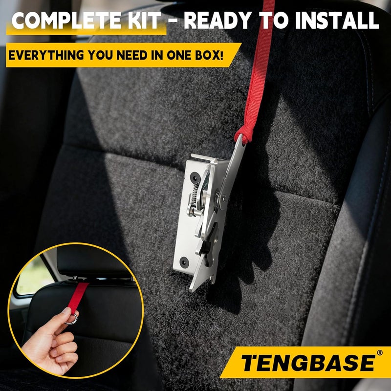 TENGBASE All-in-One Pre-Assembled Rear Seat Release Kit for Ford F-150 F-250 F-350 SuperCab & SuperCrew (2009-2025) Red - Image 2